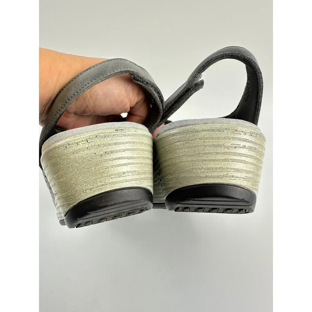 Orthofeet Hazel Wedge Sandal Gray Perforated Faux Leather Comfort 62021 Womens 7